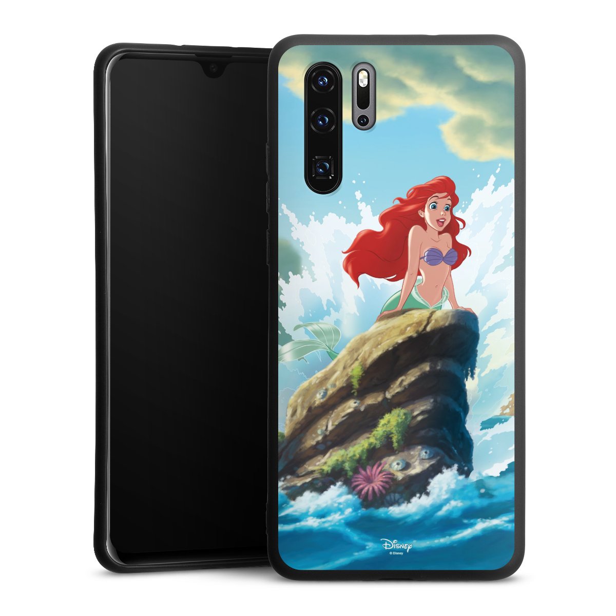 Huawei P30 Pro Handy Premium Silikon Hülle Handyhülle schwarz Case Mermaid Arielle Die Meerjungfrau Official Licensed Product Silikon Premium Case