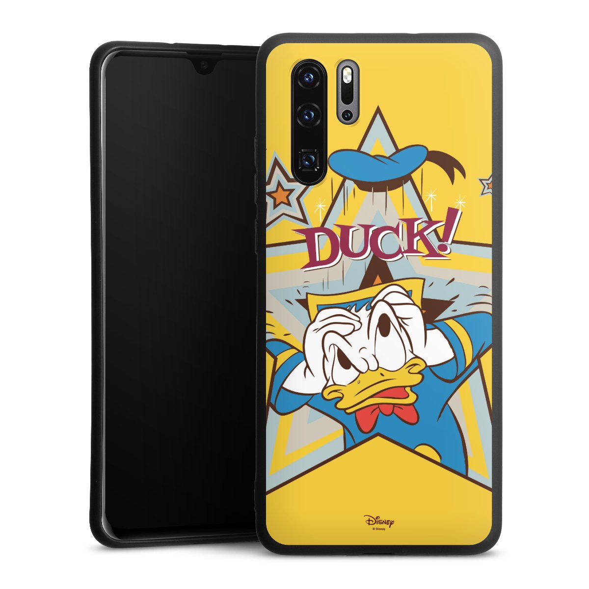 Huawei P30 Pro Handy Premium Silikon Hülle Handyhülle schwarz Case Official Licensed Product Donald Duck Disney Silikon Premium Case