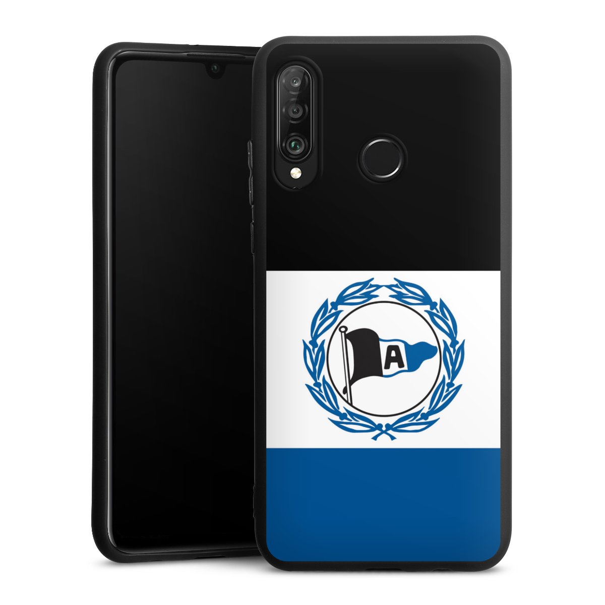 Huawei P30 Lite Handy Premium Silikon Hülle Handyhülle schwarz Case Arminen Official Licensed Product Arminia Bielefeld Silikon Premium Case