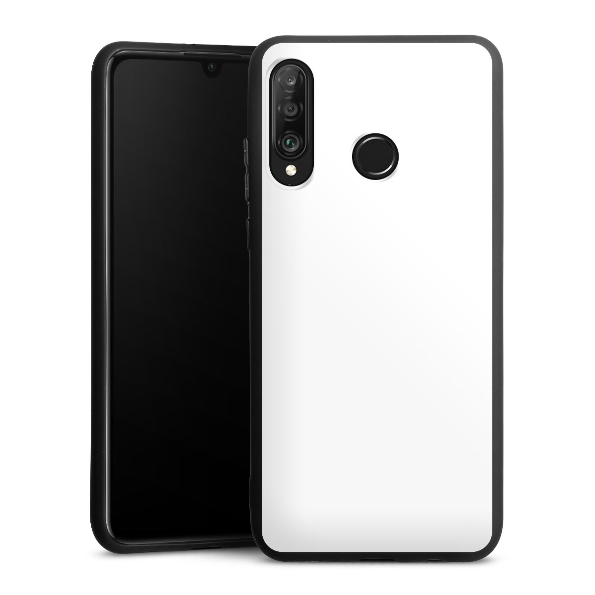 Huawei P30 Lite Handy Premium Silikon Hülle Handyhülle schwarz Case Unicoloured Colour White Silikon Premium Case