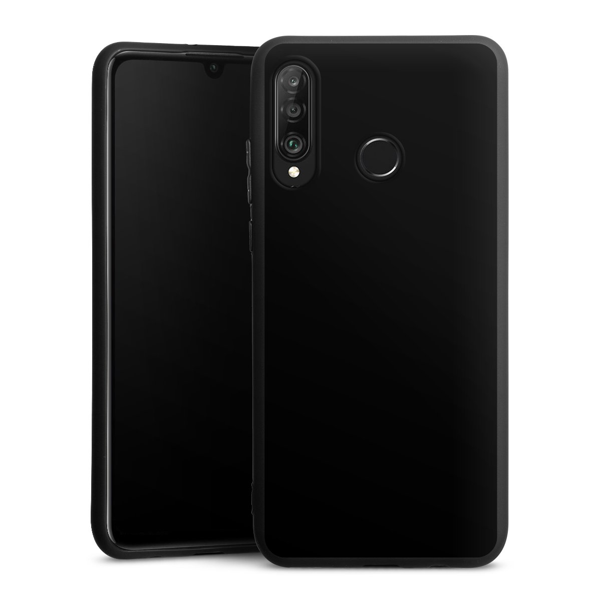 Huawei P30 Lite Handy Premium Silikon Hülle Handyhülle schwarz Case Black Colour Unicoloured Silikon Premium Case