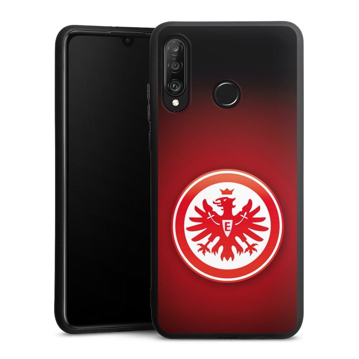 Huawei P30 Lite Handy Premium Silikon Hülle Handyhülle schwarz Case Eintracht Frankfurt Official Licensed Product Coat Of Arms Silikon Premium Case