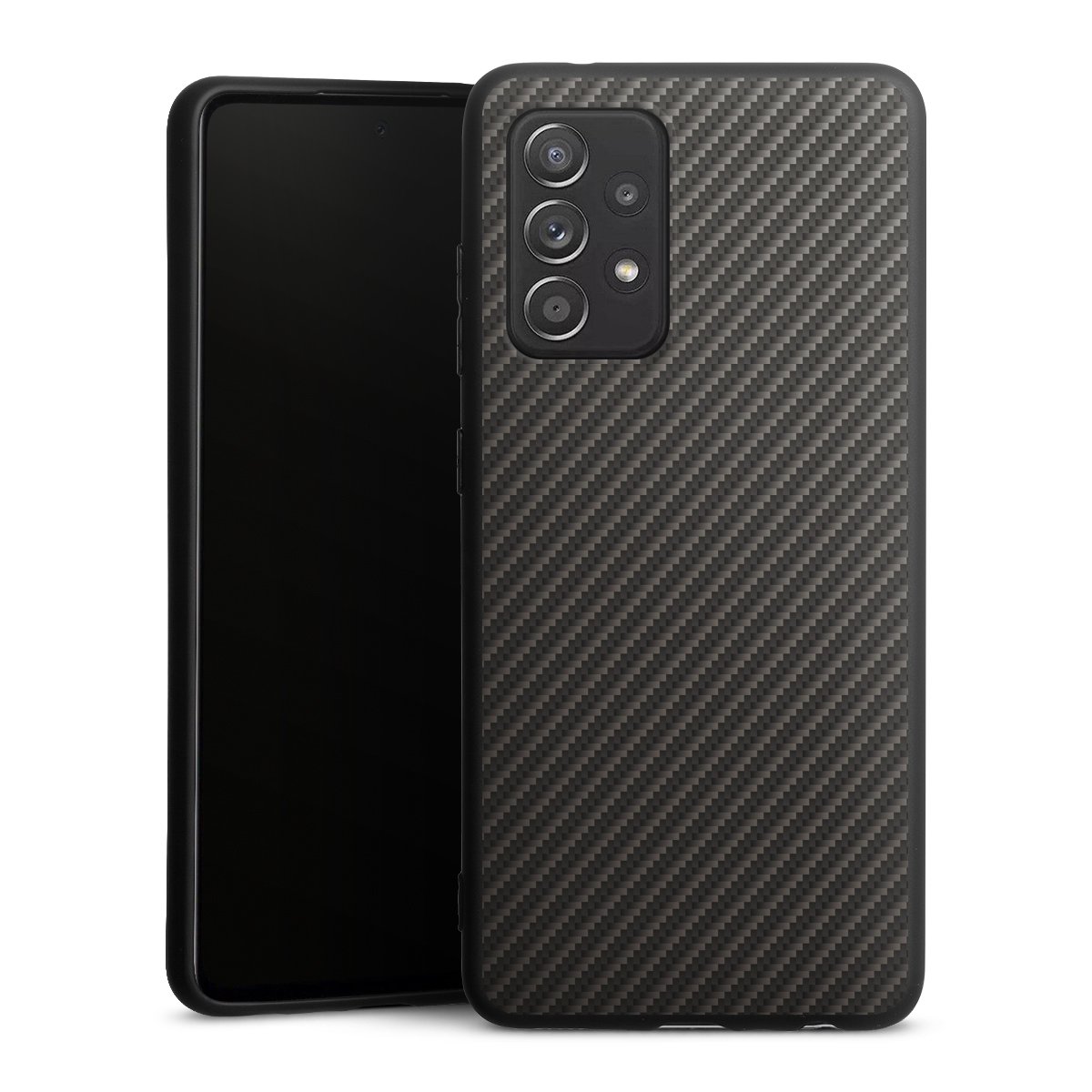 Galaxy A52 5G Handy Premium Silikon Hülle Handyhülle schwarz Case Metallic Look Carbon Muster Silikon Premium Case