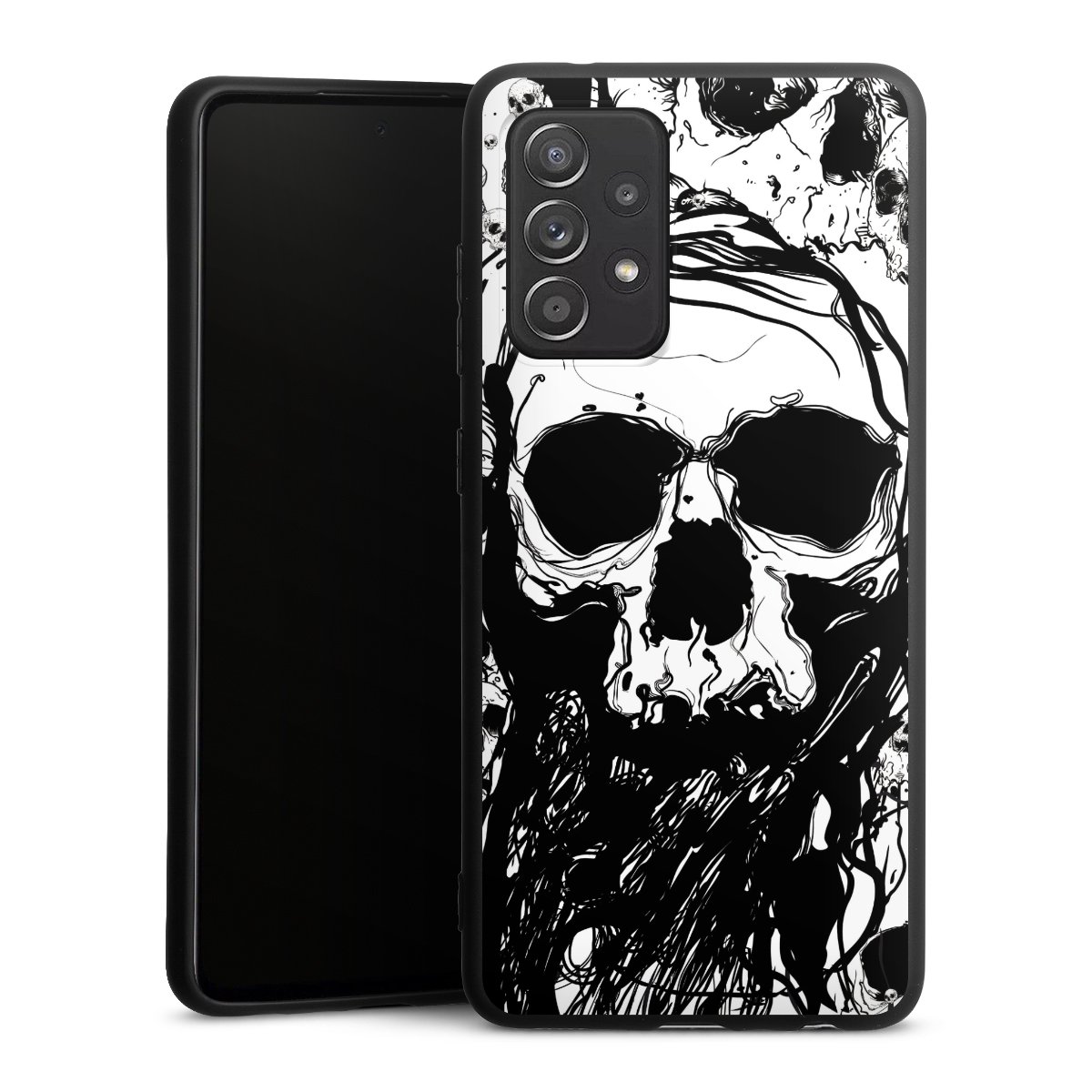 Galaxy A52 5G Handy Premium Silikon Hülle Handyhülle schwarz Case Totenkopf Halloween Silikon Premium Case