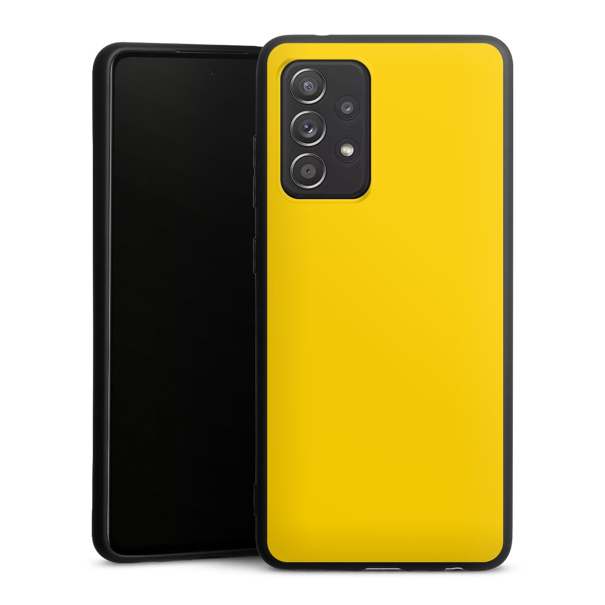 Galaxy A52 5G Handy Premium Silikon Hülle Handyhülle schwarz Case Yellow Unicoloured Colour Silikon Premium Case