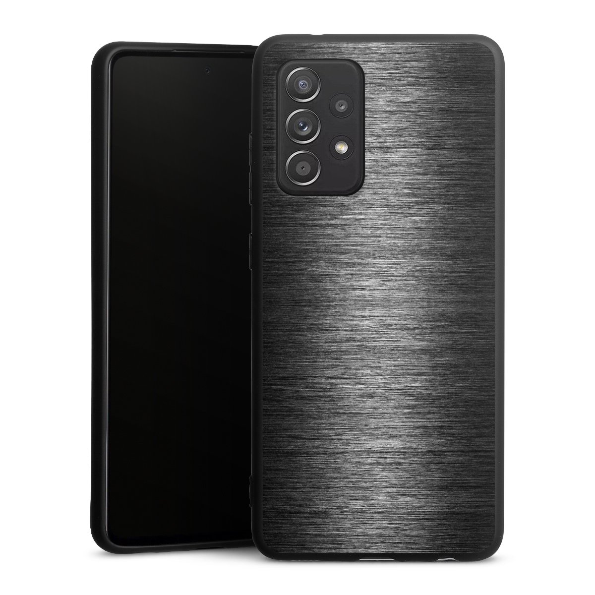 Galaxy A52 5G Handy Premium Silikon Hülle Handyhülle schwarz Case Metallic Look Anthracite Metal Silikon Premium Case