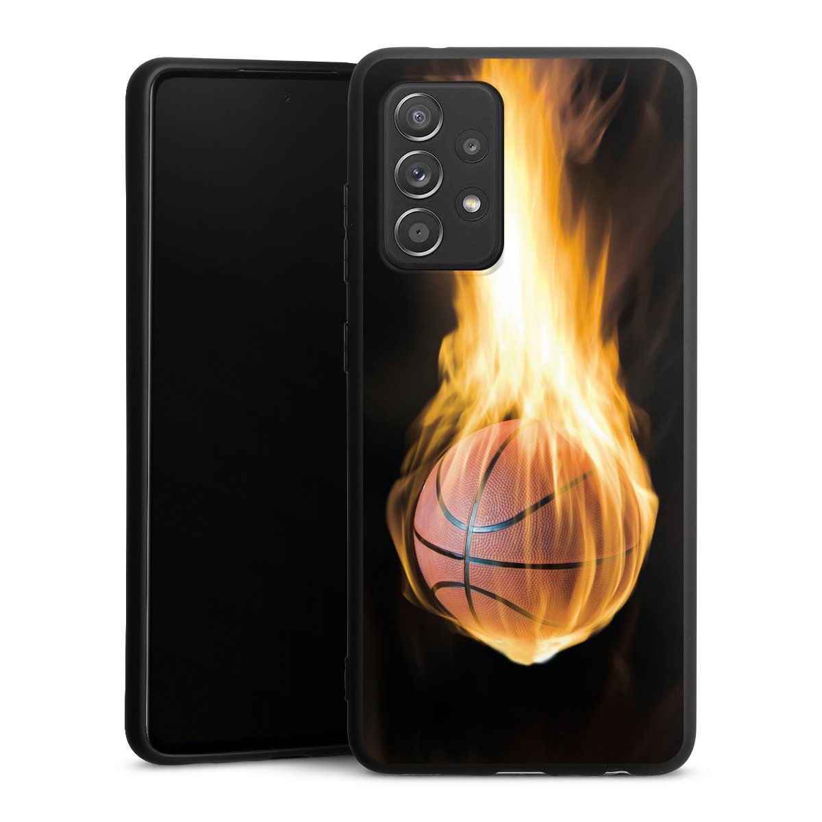 Galaxy A52 5G Handy Premium Silikon Hülle Handyhülle schwarz Case Basketball Sports Fire Silikon Premium Case