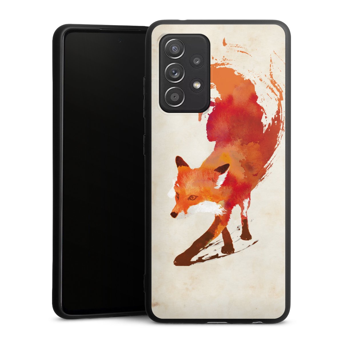 Galaxy A52 5G Handy Premium Silikon Hülle Handyhülle schwarz Case Fox Graphic Silikon Premium Case