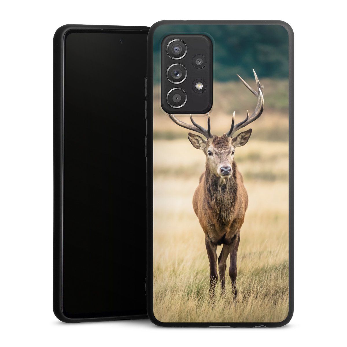 Galaxy A52 5G Handy Premium Silikon Hülle Handyhülle schwarz Case Deer Meadow Forrest Silikon Premium Case