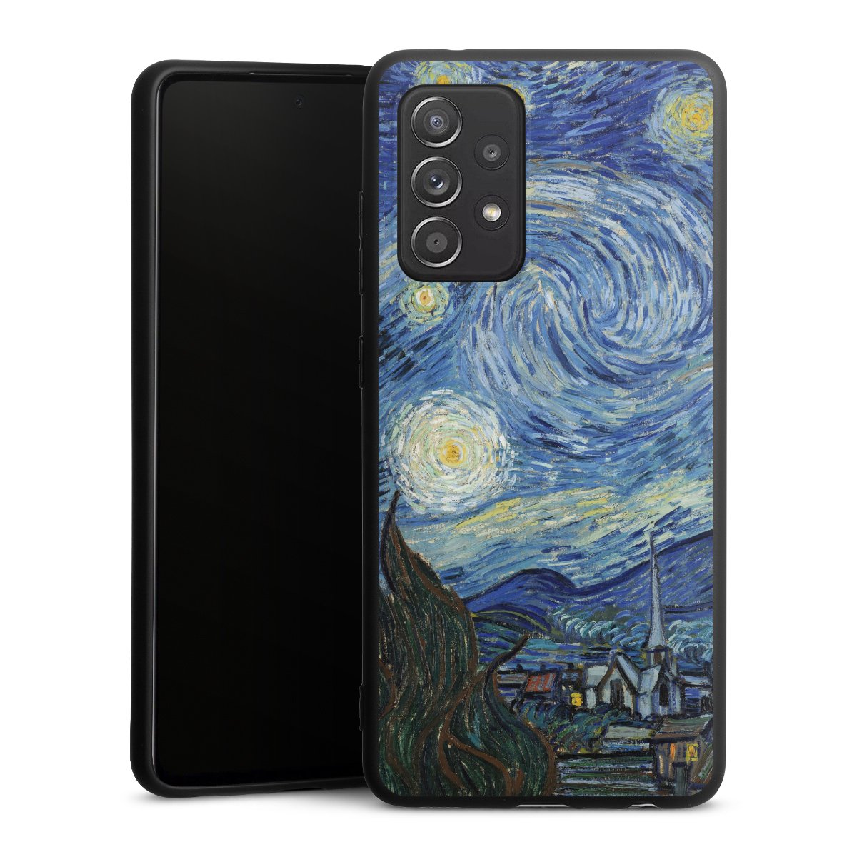 Galaxy A52 5G Handy Premium Silikon Hülle Handyhülle schwarz Case The Starry Night Kunst Vincent Van Gogh Silikon Premium Case