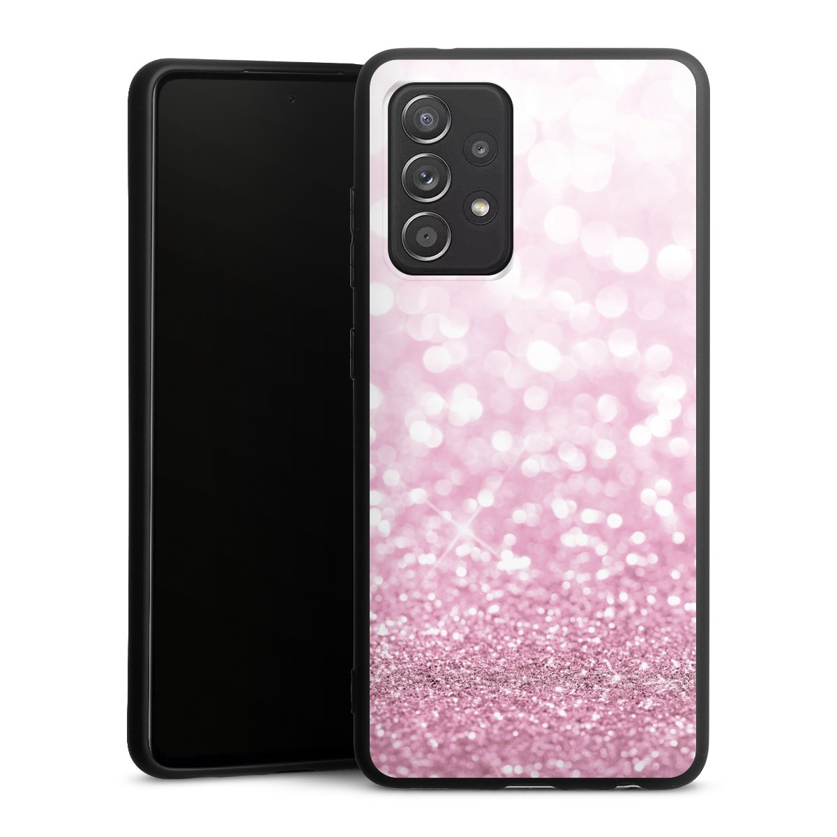 Galaxy A52 5G Handy Premium Silikon Hülle Handyhülle schwarz Case Glitzer Pink Shine Silikon Premium Case