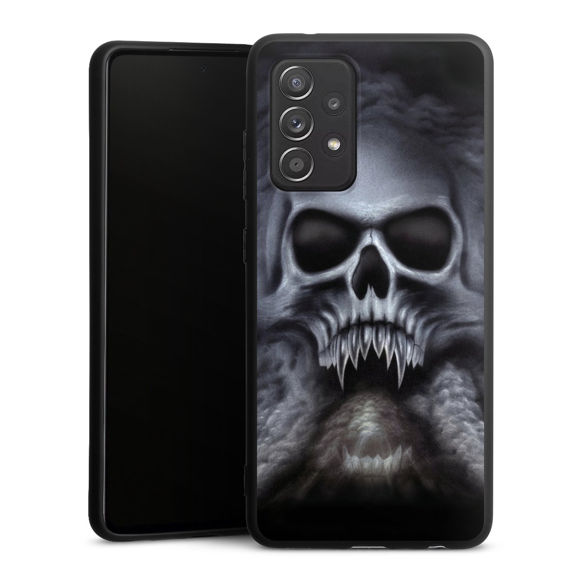 Galaxy A52 5G Handy Premium Silikon Hülle Handyhülle schwarz Case Totenkopf Skull Silikon Premium Case