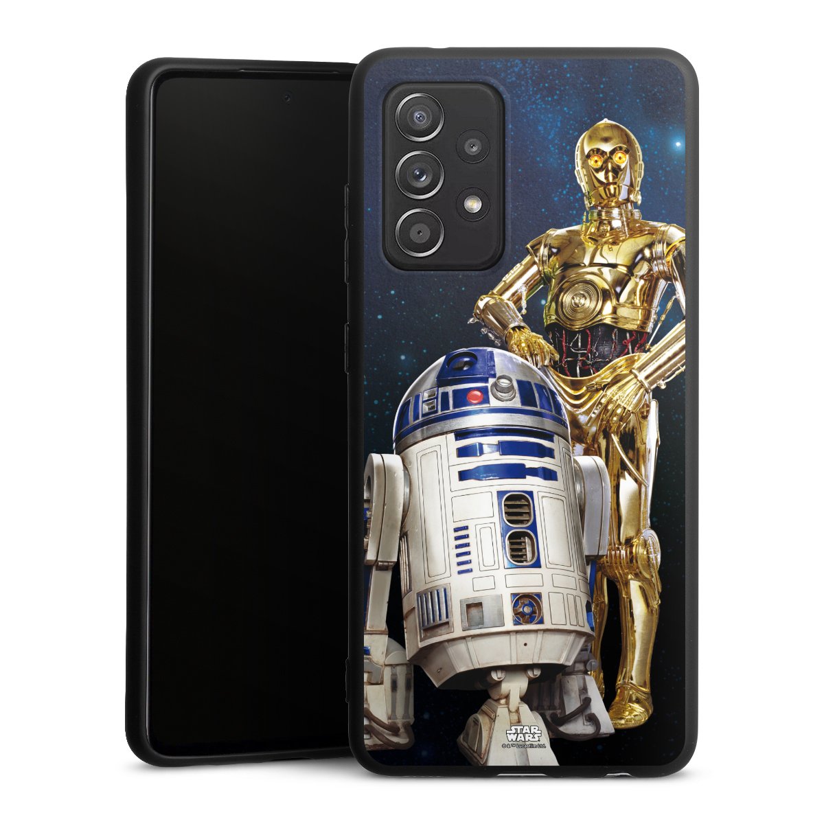 Galaxy A52 5G Handy Premium Silikon Hülle Handyhülle schwarz Case Weltall Star Wars R2d2 Silikon Premium Case