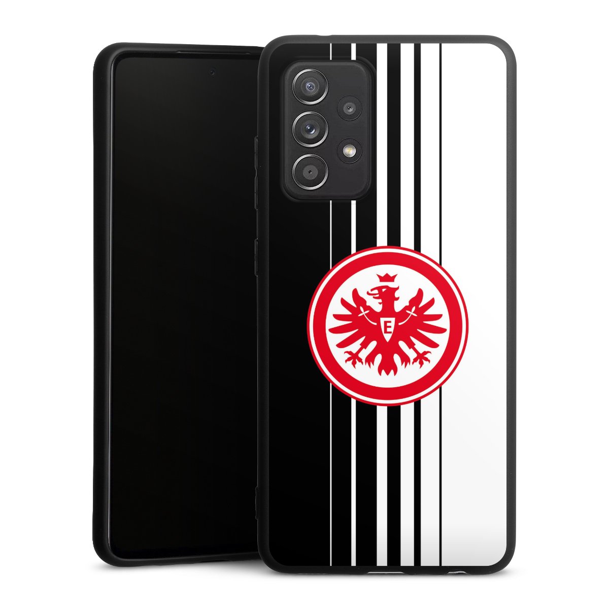 Galaxy A52 5G Handy Premium Silikon Hülle Handyhülle schwarz Case Stripes Eintracht Frankfurt Official Licensed Product Silikon Premium Case