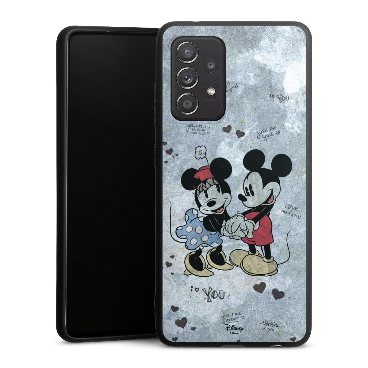 Galaxy A52 5G Handy Premium Silikon Hülle Handyhülle schwarz Case Mickey & Minnie Mouse Vintage Disney Silikon Premium Case