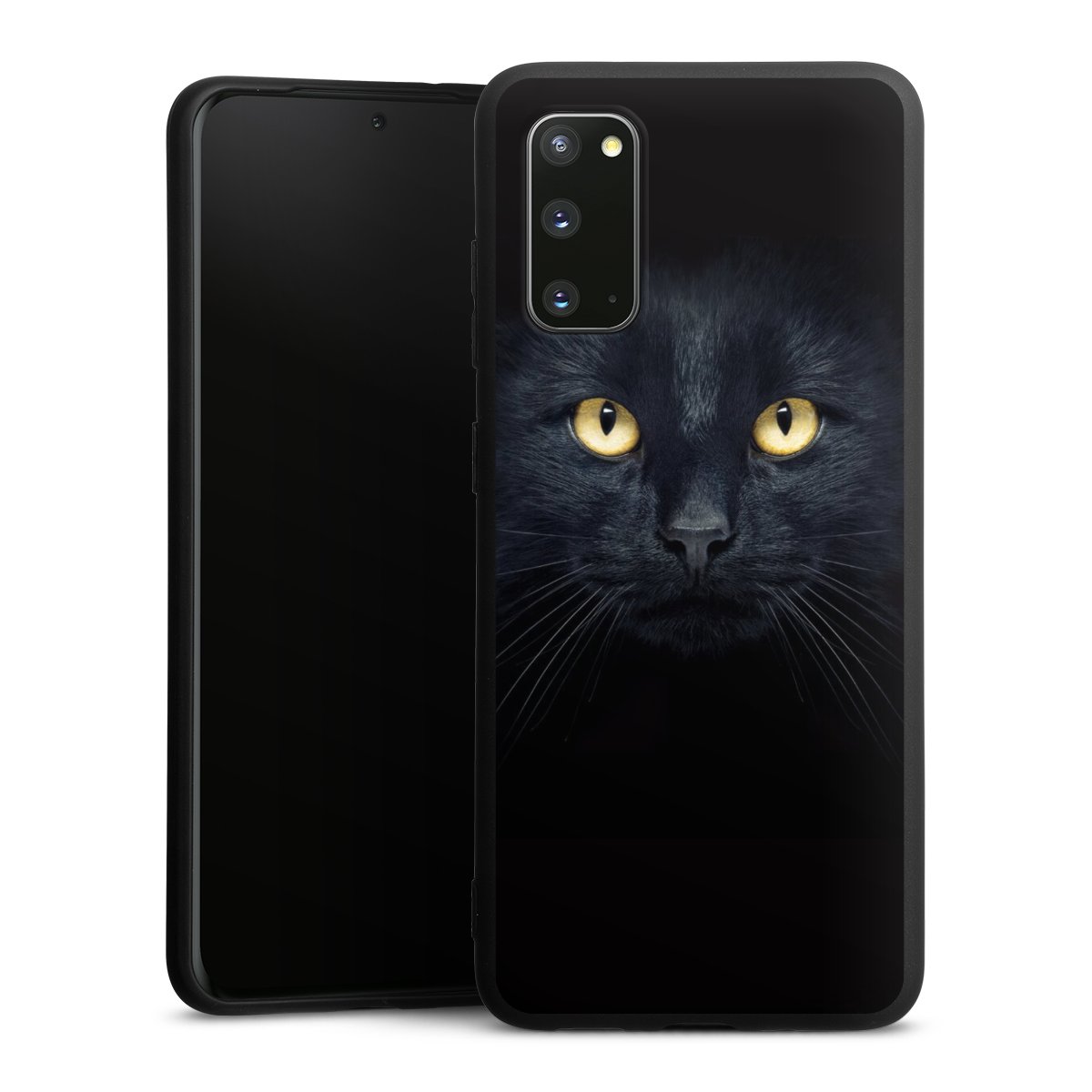 Galaxy S20 Handy Premium Silikon Hülle Handyhülle schwarz Case Eye Cat Black Silikon Premium Case