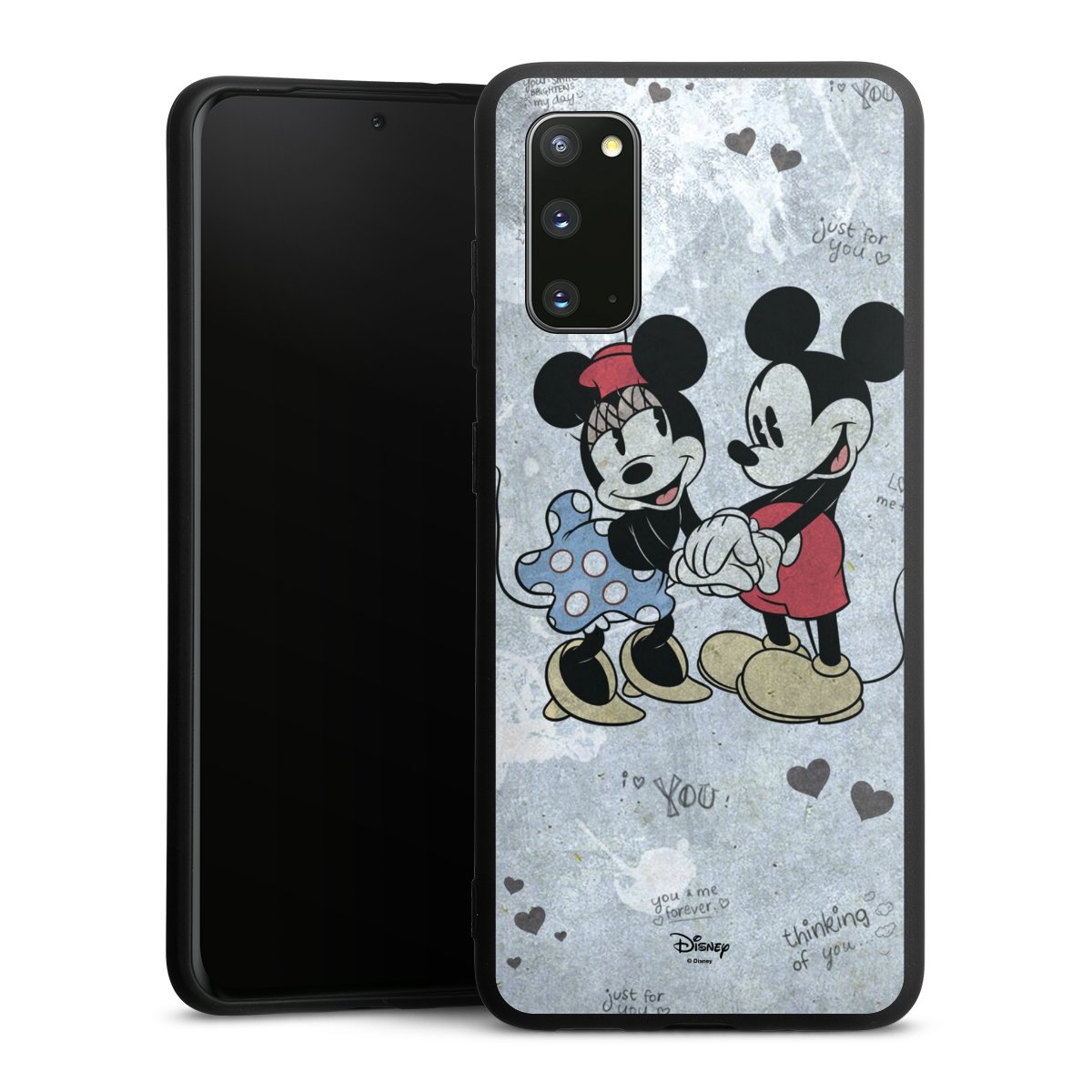 Galaxy S20 Handy Premium Silikon Hülle Handyhülle schwarz Case Mickey & Minnie Mouse Vintage Disney Silikon Premium Case