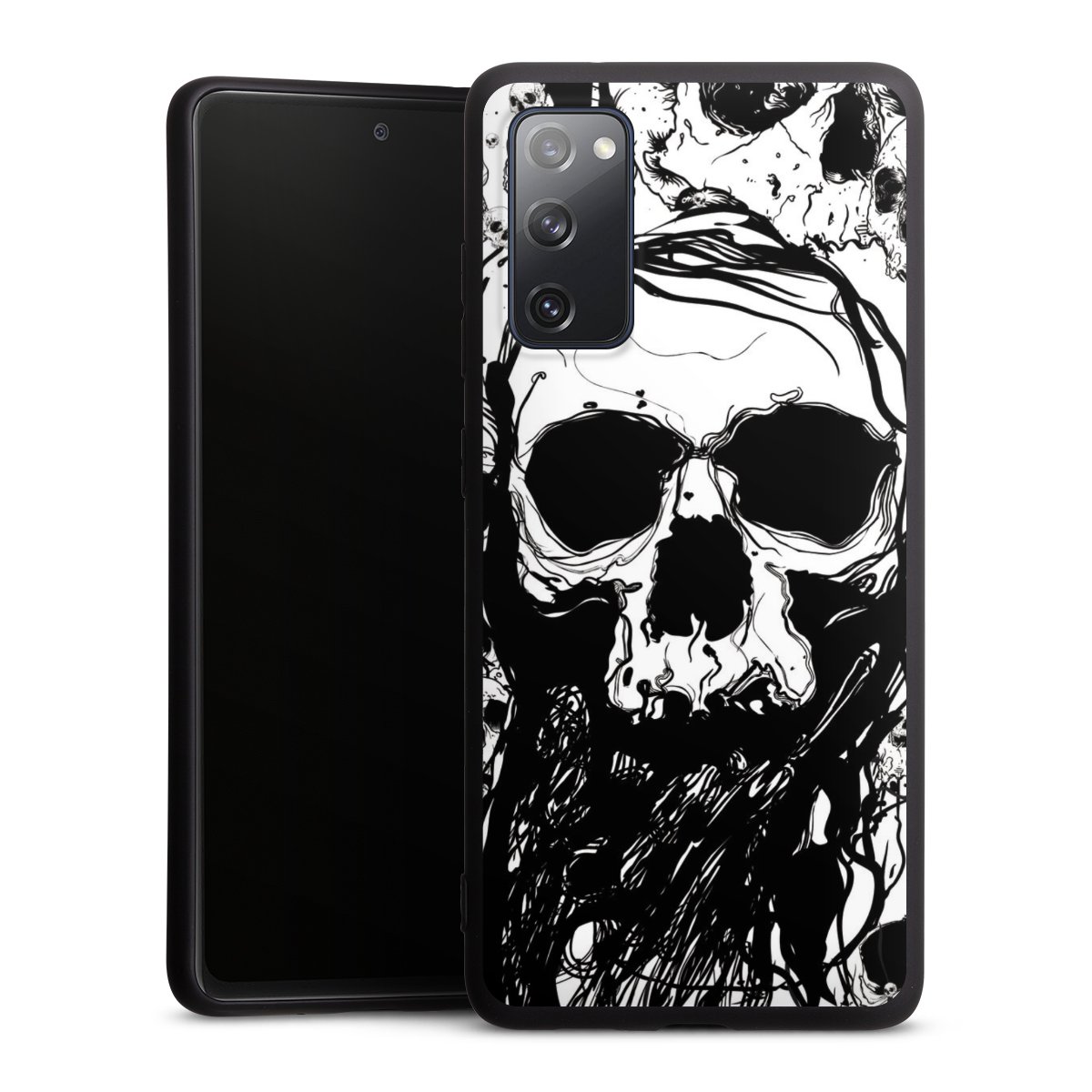 Galaxy S20 FE Handy Premium Silikon Hülle Handyhülle schwarz Case Totenkopf Halloween Silikon Premium Case