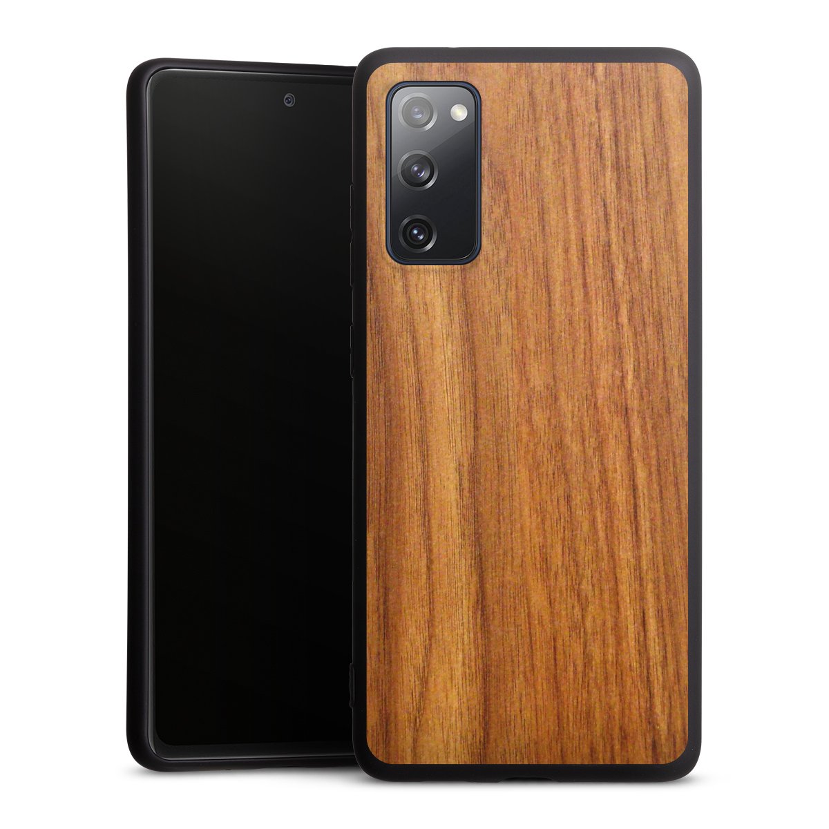 Galaxy S20 FE Handy Premium Silikon Hülle Handyhülle schwarz Case Wood Larch Wooden Look Silikon Premium Case