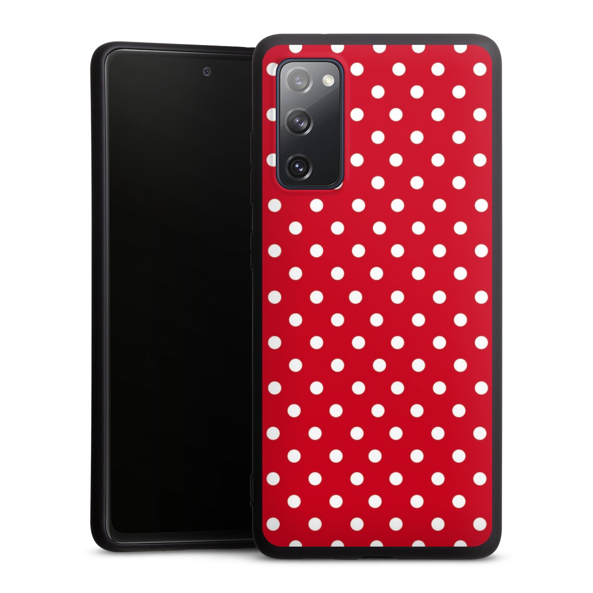 Galaxy S20 FE Handy Premium Silikon Hülle Handyhülle schwarz Case Points Polka Dots Retro Silikon Premium Case