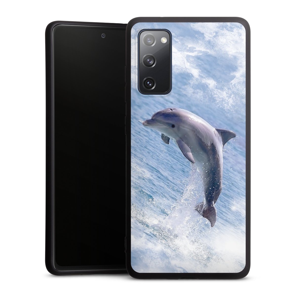 Galaxy S20 FE Handy Premium Silikon Hülle Handyhülle schwarz Case Dolphin Ocean Wale Silikon Premium Case