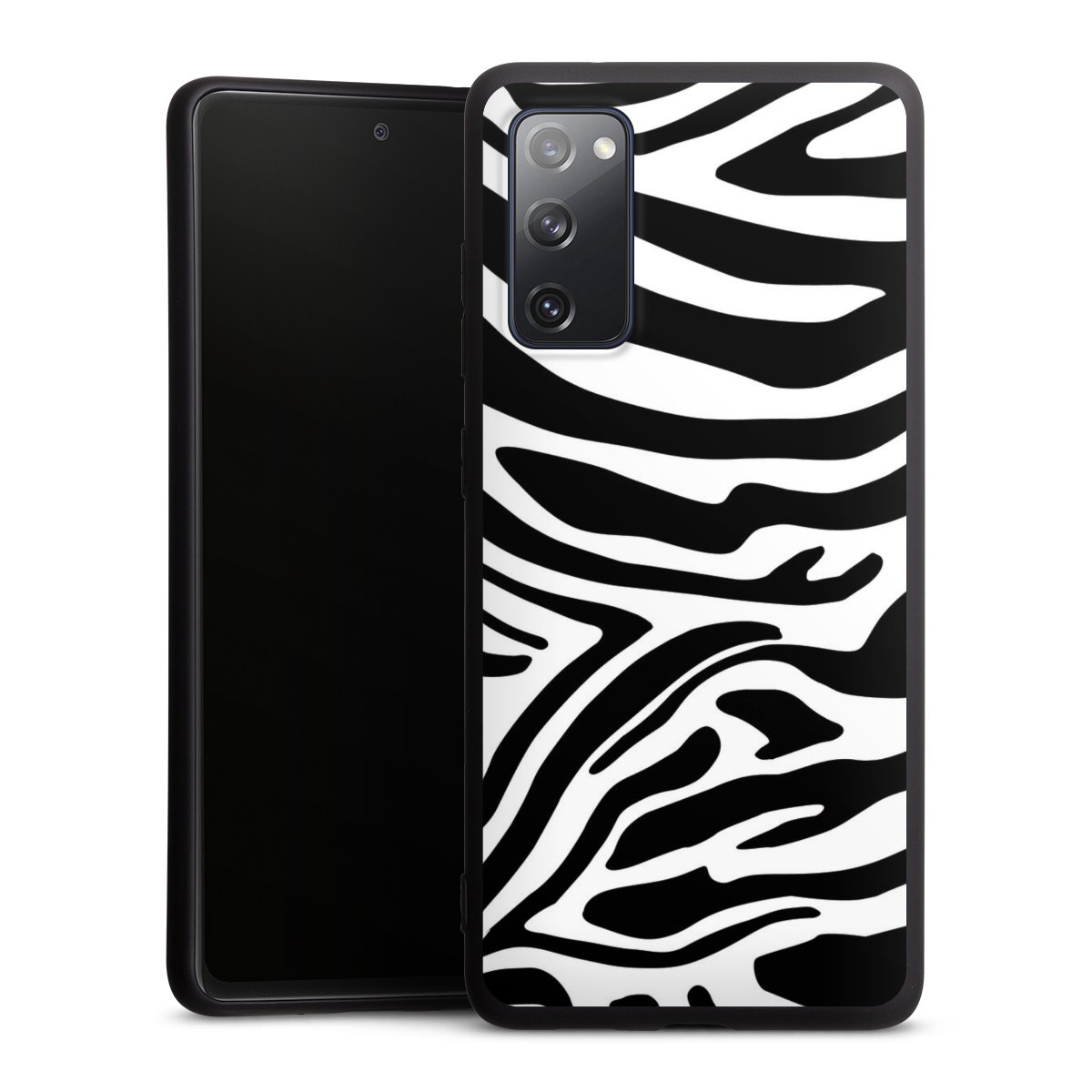 Galaxy S20 FE Handy Premium Silikon Hülle Handyhülle schwarz Case Zebra Animal Look Animal Print Silikon Premium Case