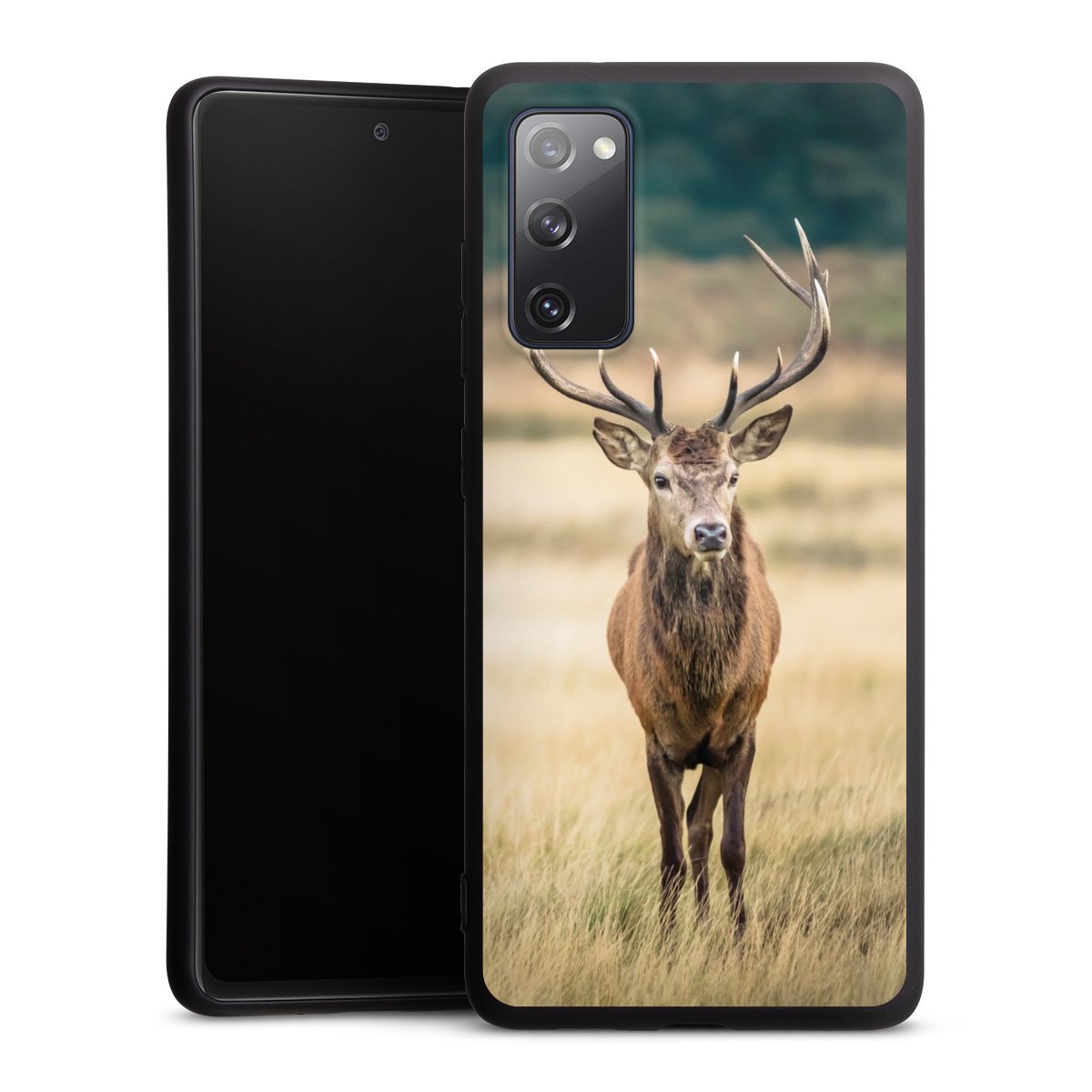 Galaxy S20 FE Handy Premium Silikon Hülle Handyhülle schwarz Case Deer Meadow Forrest Silikon Premium Case