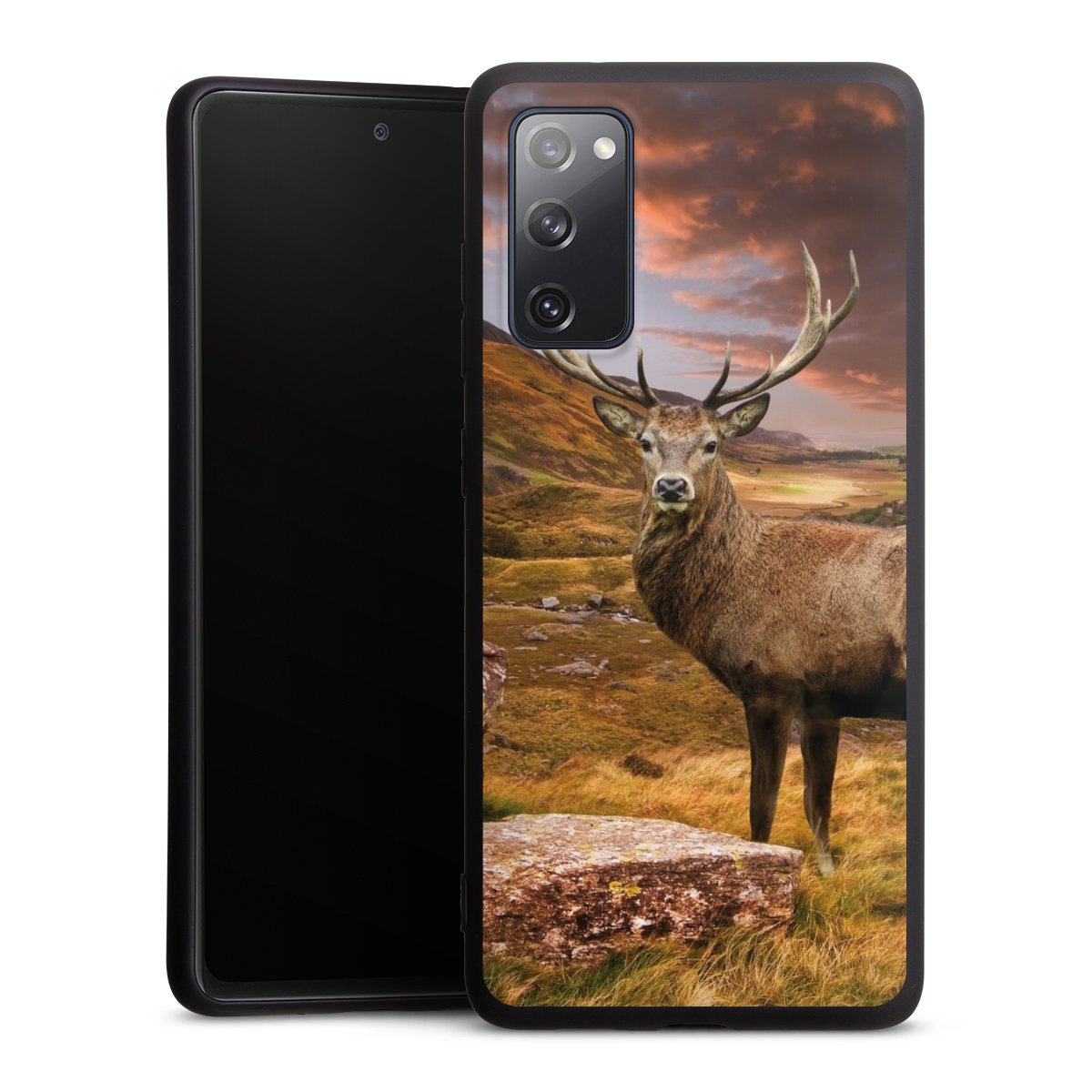 Galaxy S20 FE Handy Premium Silikon Hülle Handyhülle schwarz Case Meadow Mountain Deer Silikon Premium Case