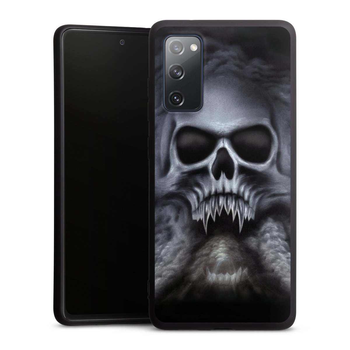 Galaxy S20 FE Handy Premium Silikon Hülle Handyhülle schwarz Case Totenkopf Skull Silikon Premium Case