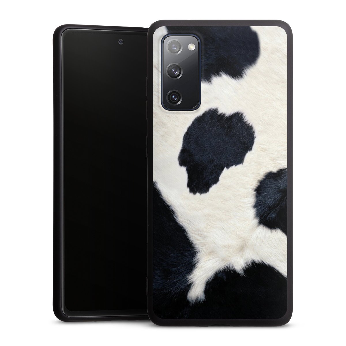 Galaxy S20 FE Handy Premium Silikon Hülle Handyhülle schwarz Case Animal Look Animal Print Cow Skin Silikon Premium Case