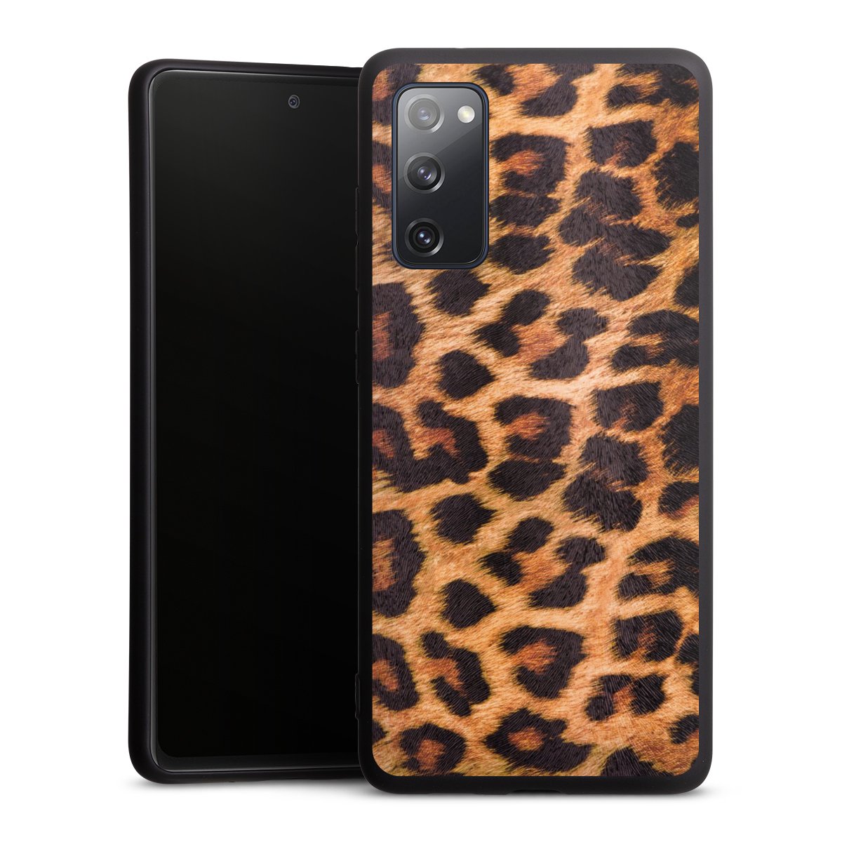 Galaxy S20 FE Handy Premium Silikon Hülle Handyhülle schwarz Case Animal Print Leopard Fur Silikon Premium Case