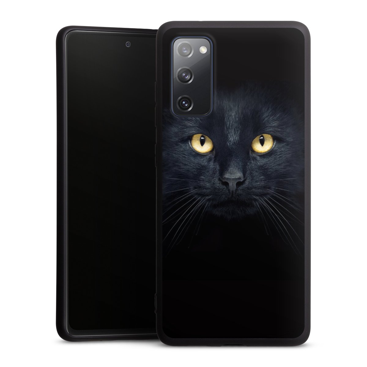 Galaxy S20 FE Handy Premium Silikon Hülle Handyhülle schwarz Case Eye Cat Black Silikon Premium Case