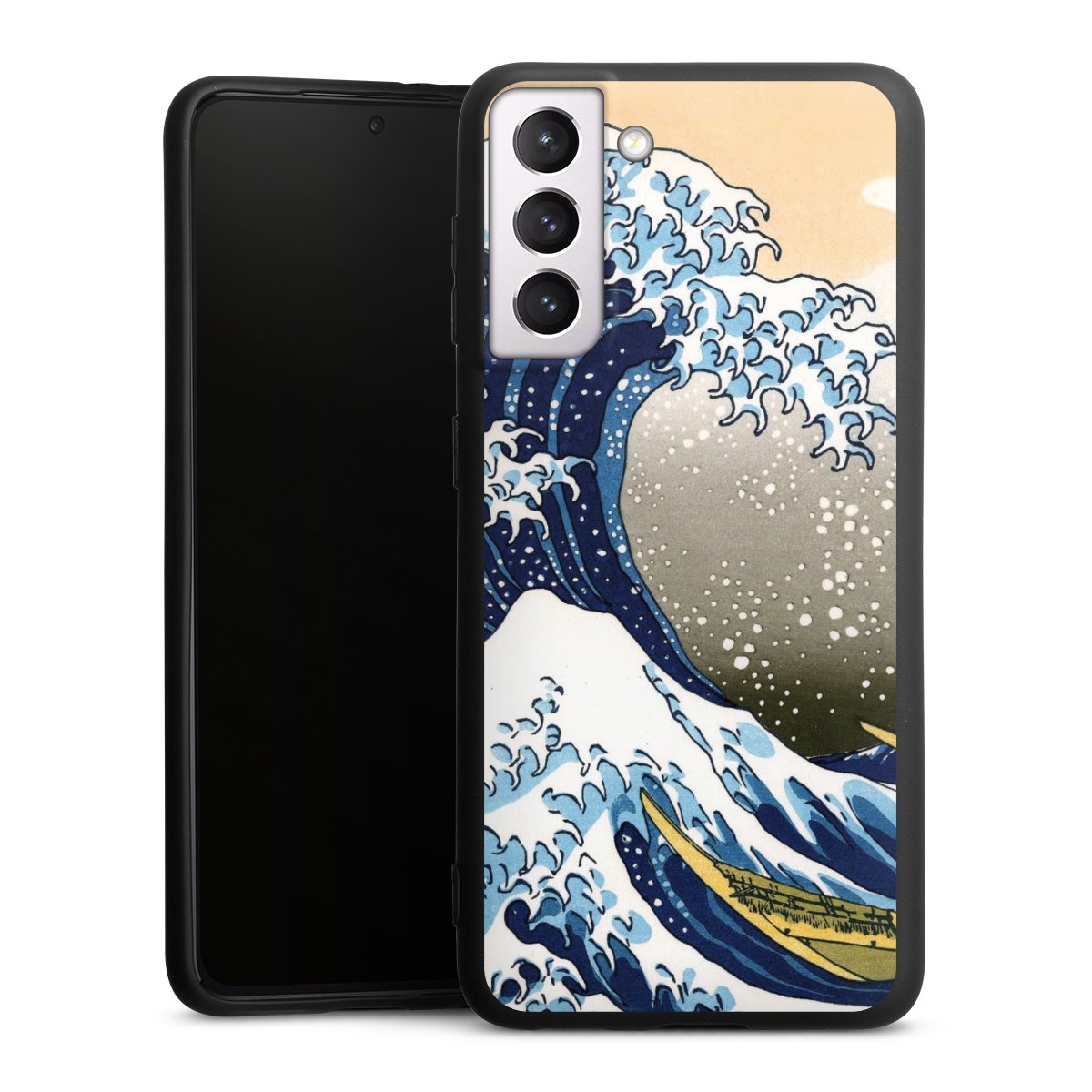 Galaxy S21 5G Handy Premium Silikon Hülle Handyhülle schwarz Case Kunst Katsushika Hokusai Die Große Welle Vor Kanagawa Silikon Premium Case