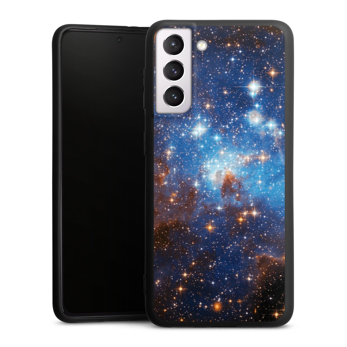 Galaxy S21 5G Handy Premium Silikon Hülle Handyhülle schwarz Case Star Weltall Galaxy Silikon Premium Case