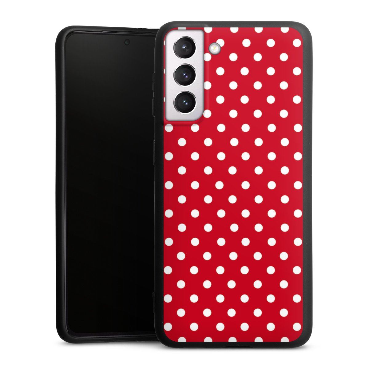 Galaxy S21 5G Handy Premium Silikon Hülle Handyhülle schwarz Case Points Polka Dots Retro Silikon Premium Case