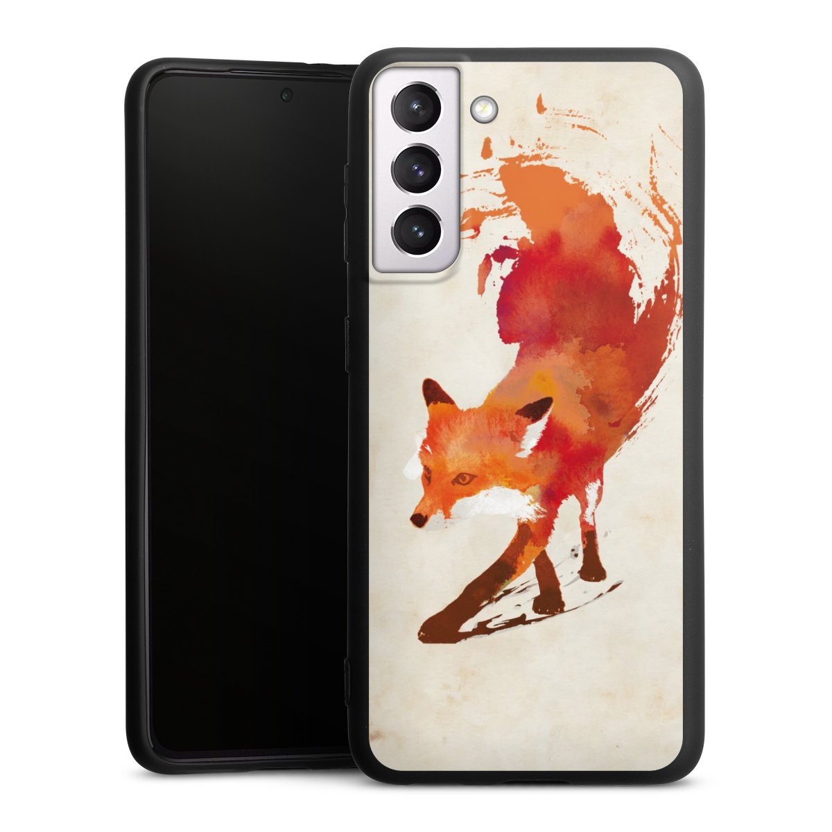 Galaxy S21 5G Handy Premium Silikon Hülle Handyhülle schwarz Case Fox Graphic Silikon Premium Case