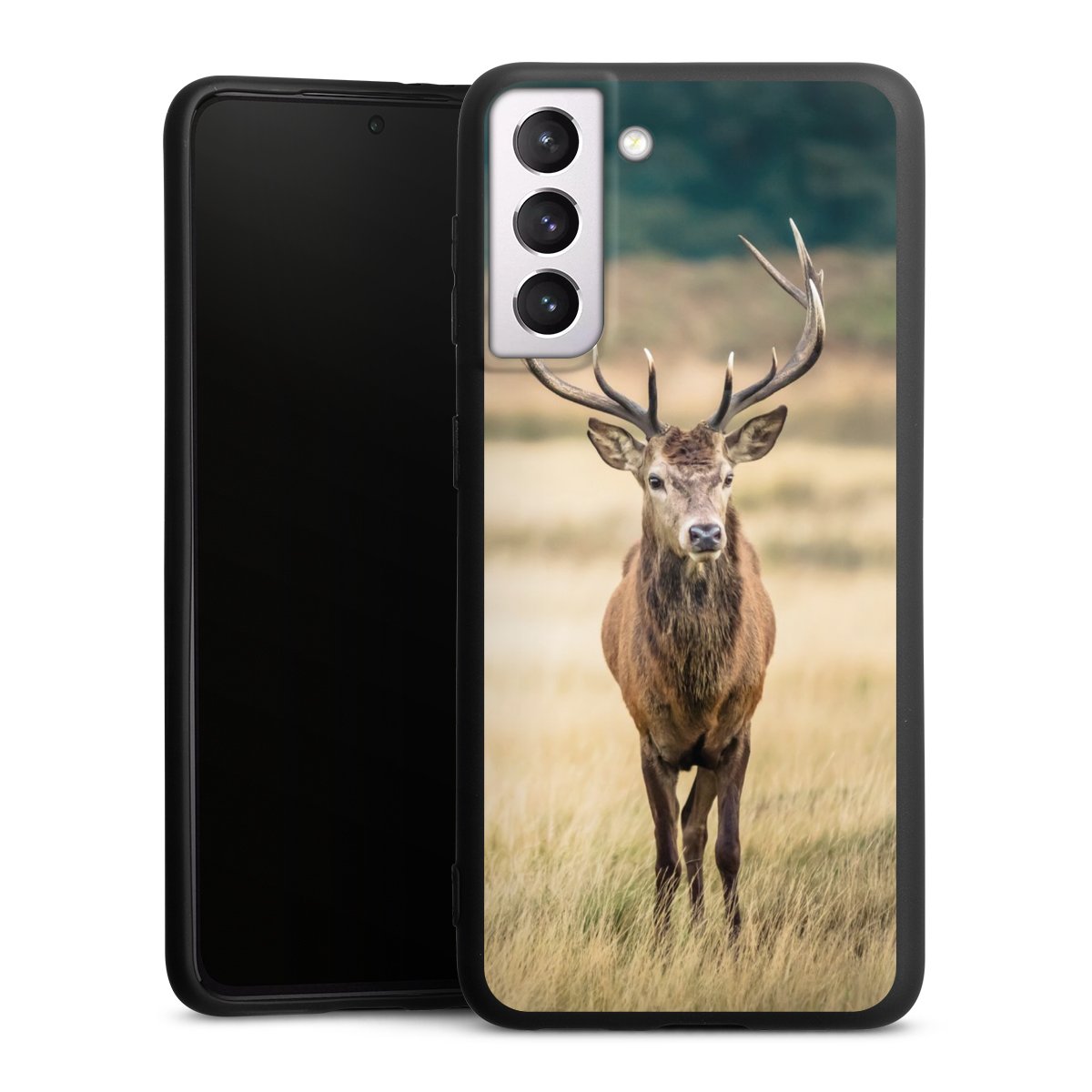 Galaxy S21 5G Handy Premium Silikon Hülle Handyhülle schwarz Case Deer Meadow Forrest Silikon Premium Case