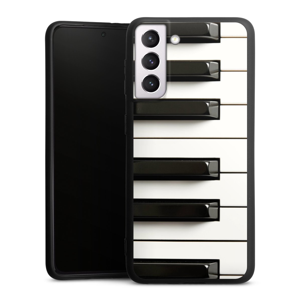 Galaxy S21 5G Handy Premium Silikon Hülle Handyhülle schwarz Case Klavier Piano Music Silikon Premium Case