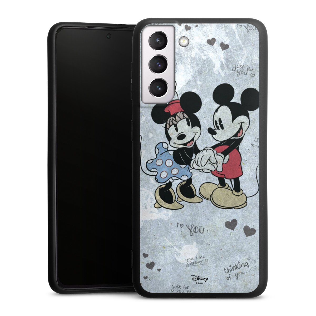 Galaxy S21 5G Handy Premium Silikon Hülle Handyhülle schwarz Case Mickey & Minnie Mouse Vintage Disney Silikon Premium Case