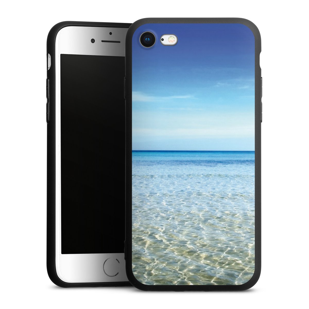 iPhone SE (2020) Handy Premium Silikon Hülle Handyhülle schwarz Case Urlaub Sky Ocean Silikon Premium Case