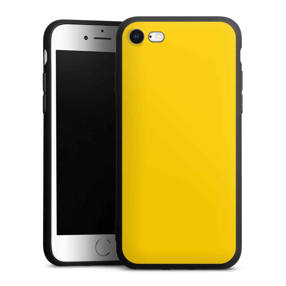 iPhone SE (2020) Handy Premium Silikon Hülle Handyhülle schwarz Case Yellow Unicoloured Colour Silikon Premium Case