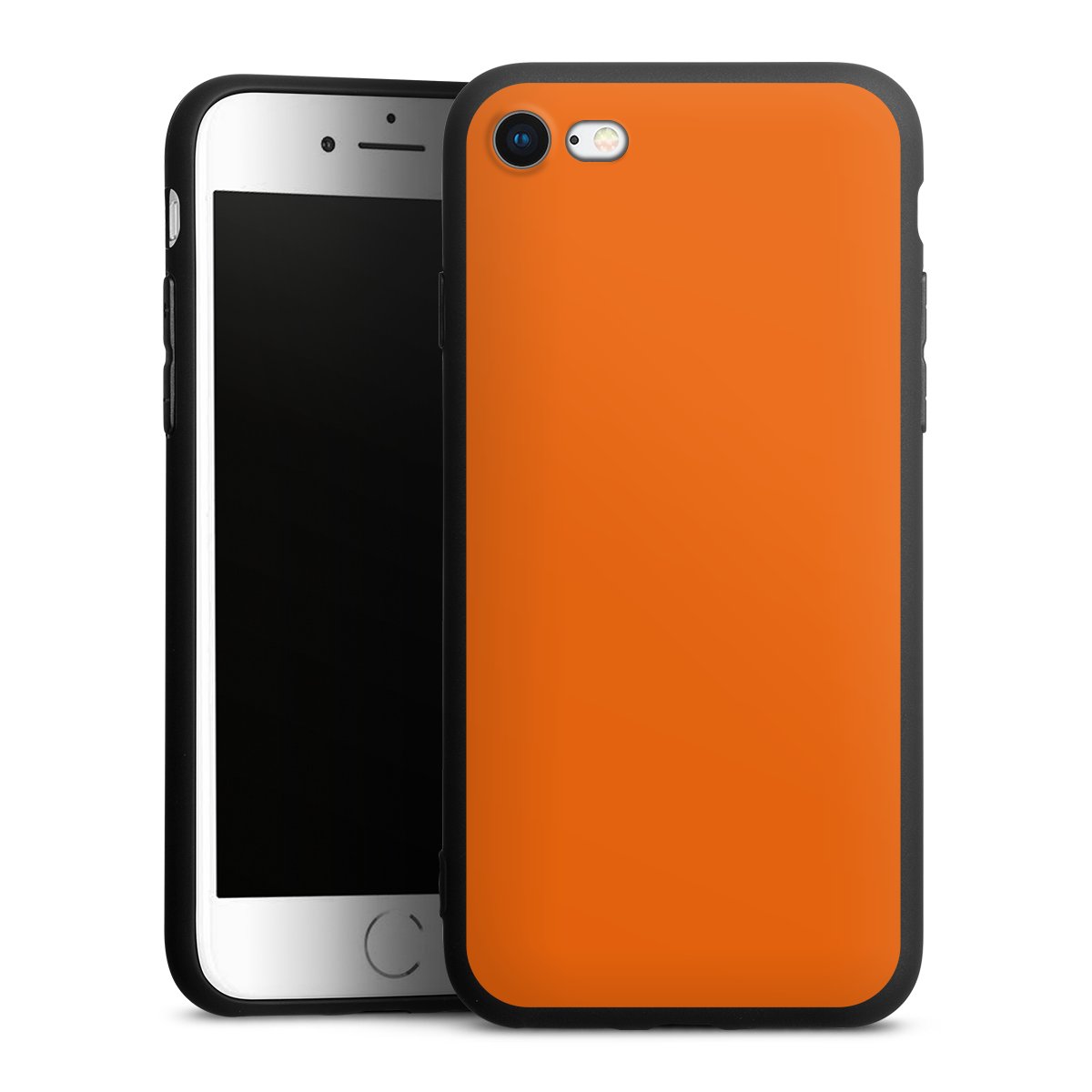 iPhone SE (2022) Handy Premium Silikon Hülle Handyhülle schwarz Case Orange Colour Unicoloured Silikon Premium Case