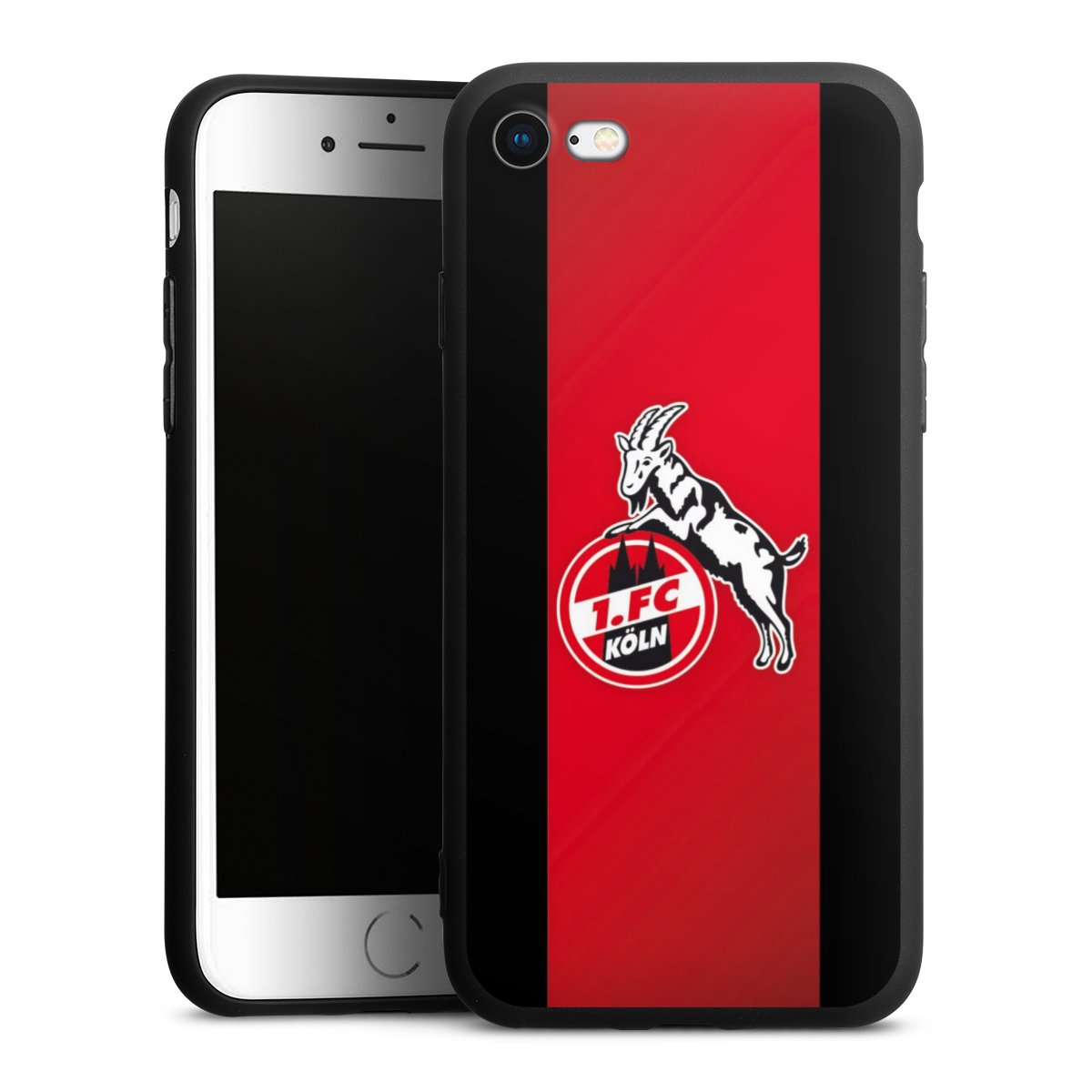 iPhone SE (2020) Handy Premium Silikon Hülle Handyhülle schwarz Case Official Licensed Product Billy Goat Hennes 1. Fc Köln Silikon Premium Case