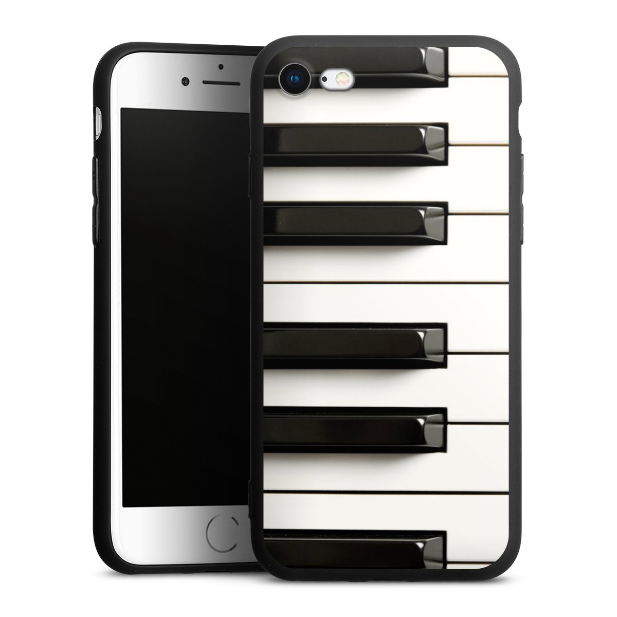 iPhone SE (2020) Handy Premium Silikon Hülle Handyhülle schwarz Case Klavier Piano Music Silikon Premium Case