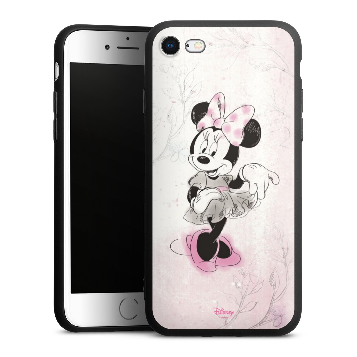 iPhone SE (2020) Handy Premium Silikon Hülle Handyhülle schwarz Case Disney Minnie Mouse Vintage Silikon Premium Case