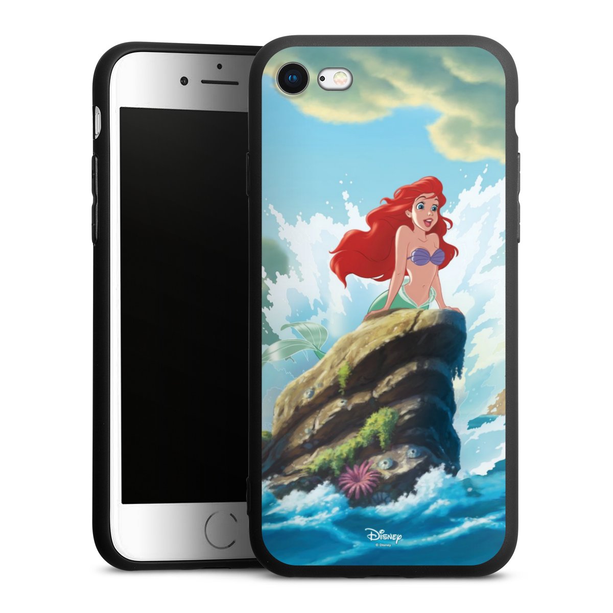 iPhone SE (2020) Handy Premium Silikon Hülle Handyhülle schwarz Case Mermaid Arielle Die Meerjungfrau Official Licensed Product Silikon Premium Case