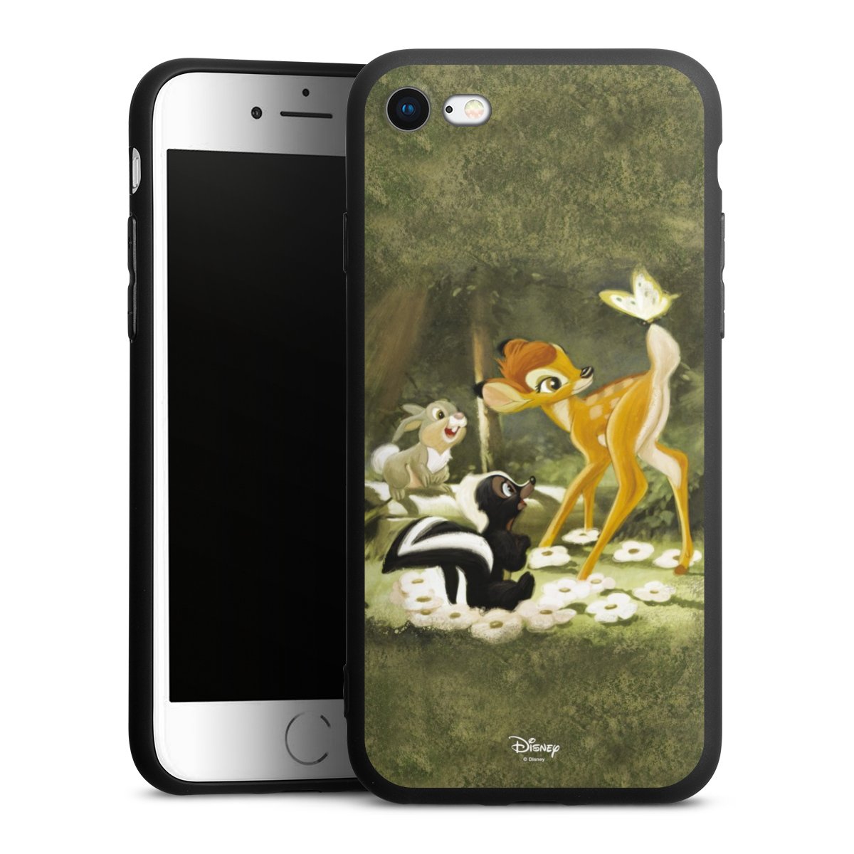 iPhone SE (2020) Handy Premium Silikon Hülle Handyhülle schwarz Case Disney Official Licensed Product Bambi Silikon Premium Case