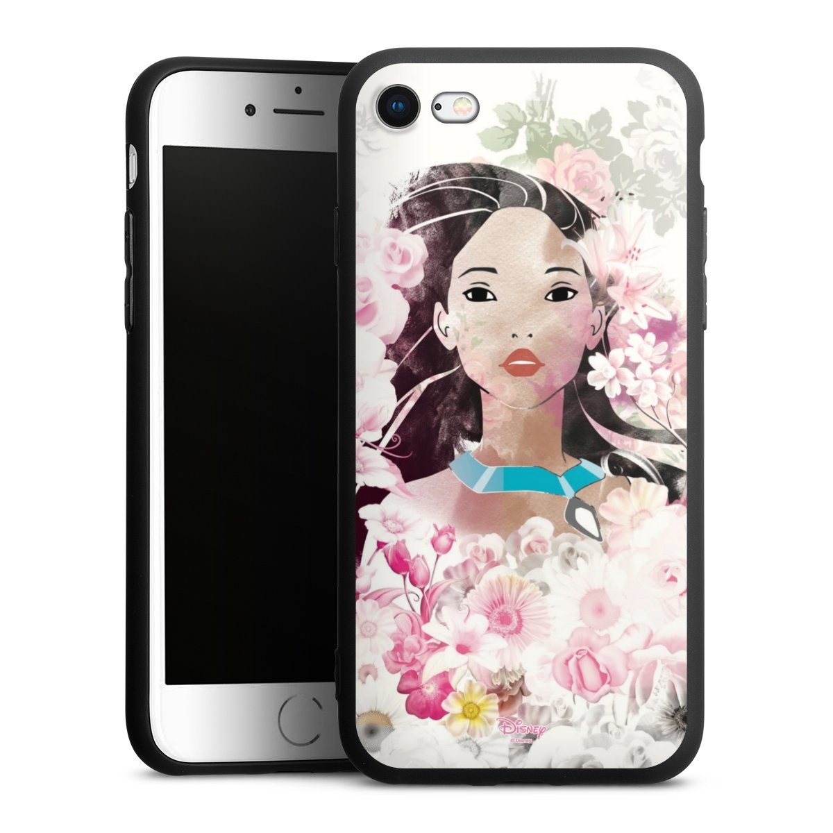 iPhone SE (2020) Handy Premium Silikon Hülle Handyhülle schwarz Case Pocahontas Official Licensed Product Disney Silikon Premium Case