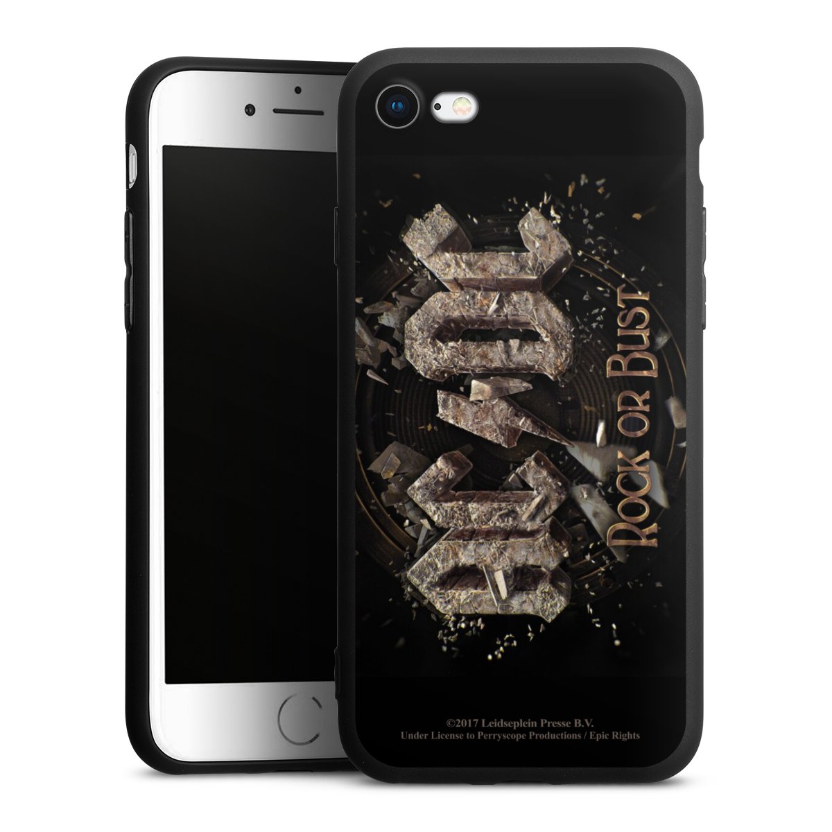 iPhone SE (2020) Handy Premium Silikon Hülle Handyhülle schwarz Case Acdc Official Licensed Product Rock Or Bust Silikon Premium Case