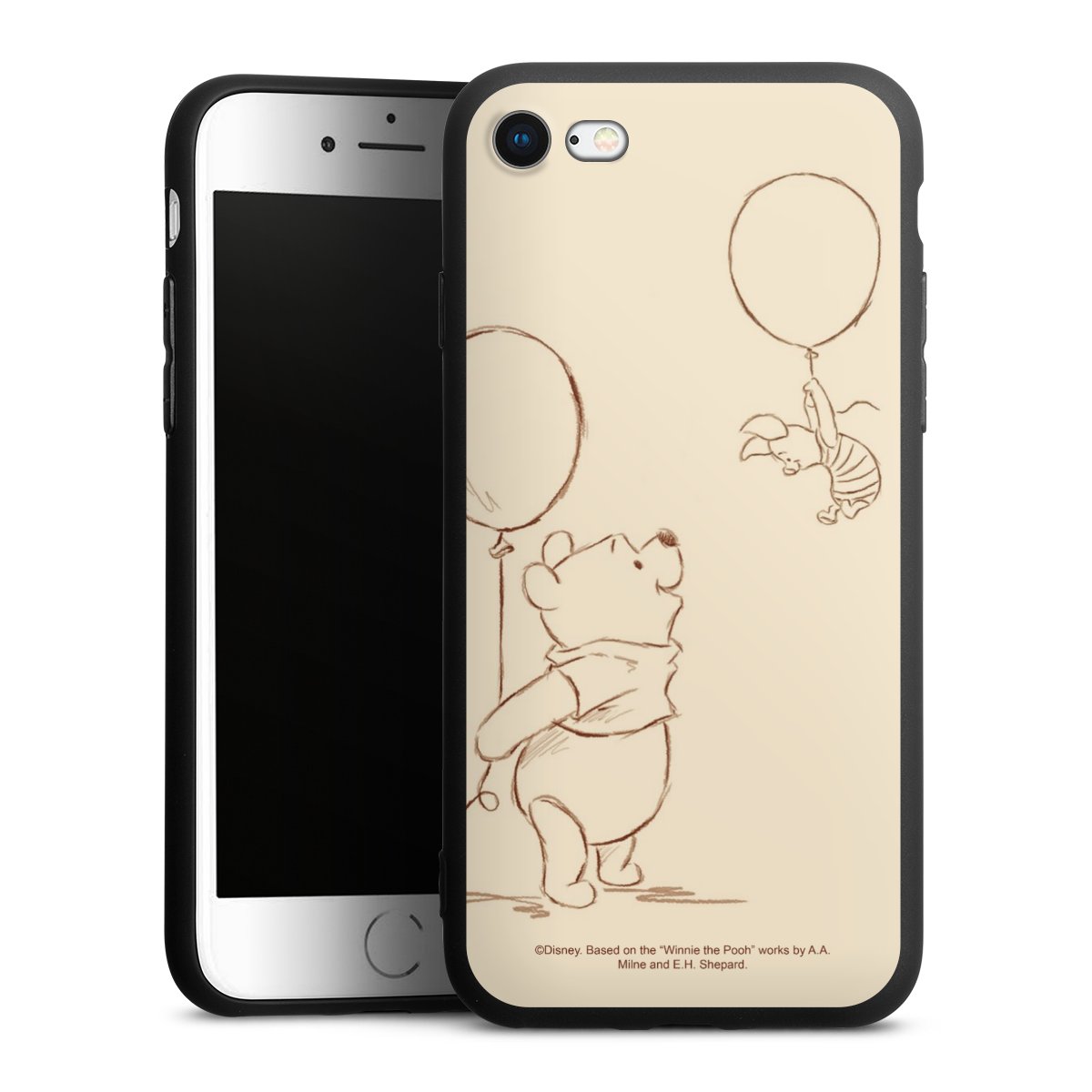 iPhone SE (2020) Handy Premium Silikon Hülle Handyhülle schwarz Case Official Licensed Product Winnie The Pooh Disney Silikon Premium Case